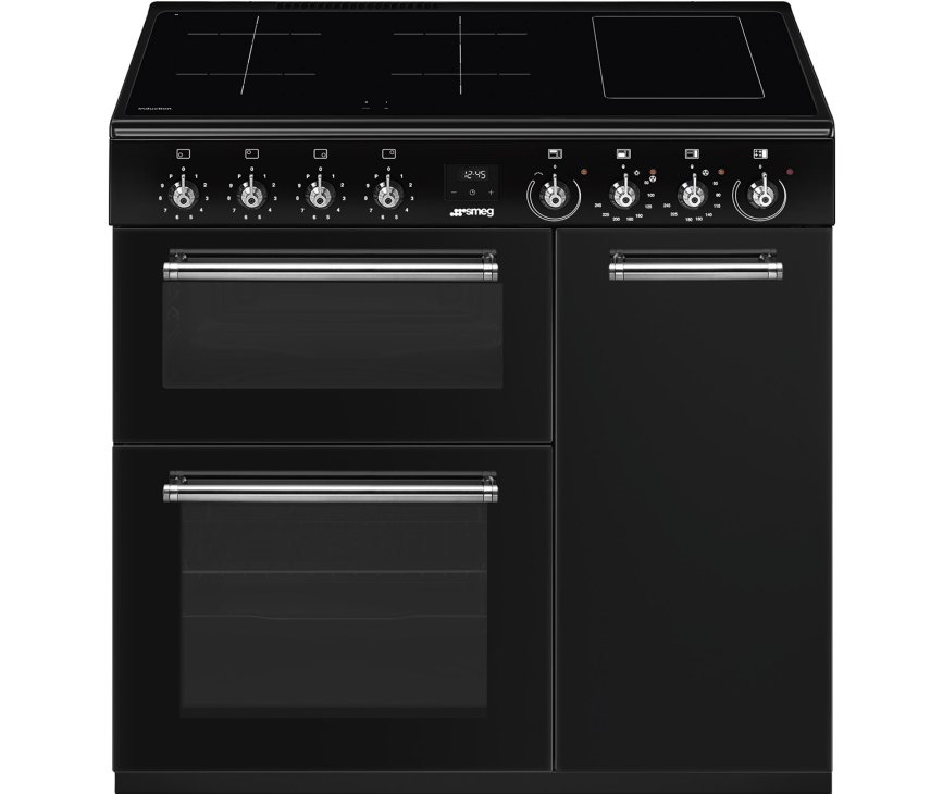Smeg CX93IMBL inductie fornuis met 3 ovens - zwart - 90 cm. breed