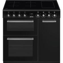 Smeg CX93IMBL inductie fornuis met 3 ovens - zwart - 90 cm. breed