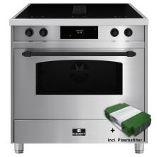 Elementi di Cucina IC9034-IX-B inductie fornuis met afzuiging - rvs - klassiek