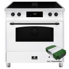 Elementi di Cucina IC9034-WT-IX-B inductie fornuis met afzuiging - wit - klassiek