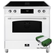 Elementi di Cucina IC9034-WT-IX-S inductie fornuis met afzuiging - wit - klassiek