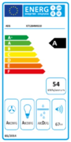 Energielabel AEG afzuigkap inbouw rvs X71264MG10