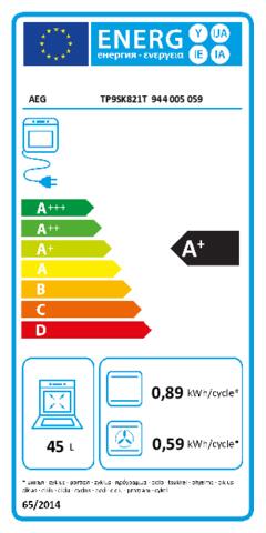 Energielabel AEG combi stoomoven inbouw mat zwart TP9SK821T