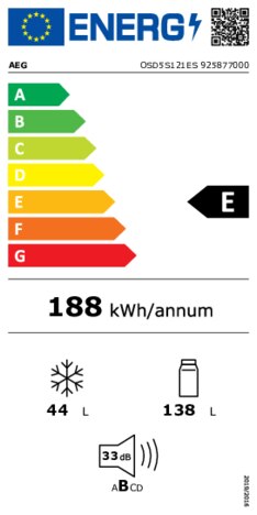 Energielabel AEG koelkast inbouw OSD5S121ES