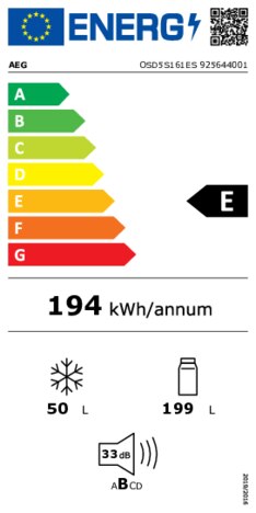 Energielabel AEG koelkast inbouw OSD5S161ES