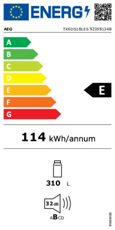 Energielabel AEG koelkast inbouw TK6DS181ES