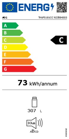 Energielabel AEG koelkast inbouw TK6FS181CC