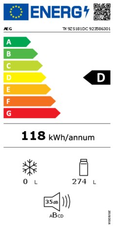 Energielabel AEG koelkast inbouw TK9ZS181DC