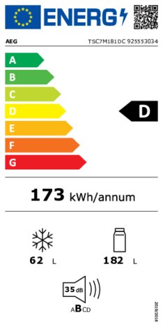 Energielabel AEG koelkast inbouw TSC7M181DC