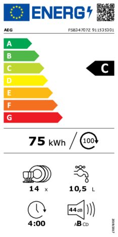 Energielabel AEG vaatwasser inbouw FSB34707Z