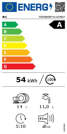 Energielabel AEG vaatwasser inbouw FSE96808P