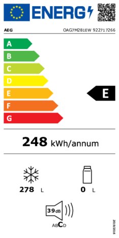 Energielabel AEG vrieskast OAG7M281EW