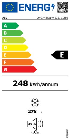 Energielabel AEG vrieskast OAG7M28XEW