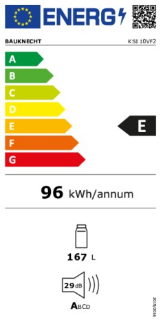 Energielabel BAUKNECHT koelkast inbouw KSI 10VF2