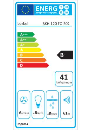 Energielabel BERBEL wand afzuigkap BKH 120 FO