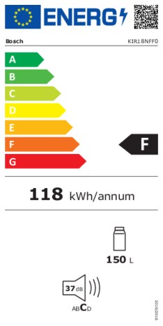 Energielabel BOSCH koelkast inbouw KIR18NFF0