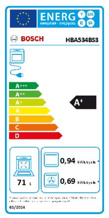 Energielabel BOSCH oven inbouw rvs HBA534BS3