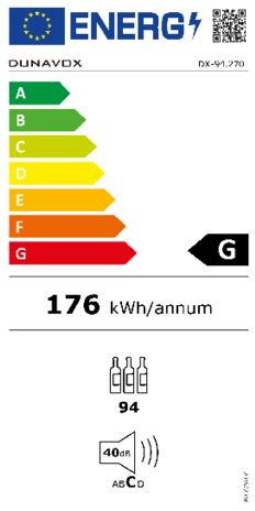 Energielabel DUNAVOX wijnkoelkast DX 94.270DMBK