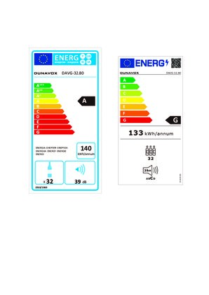 Energielabel DUNAVOX wijnkoelkast inbouw DAVG 32.80DMB.TO