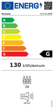 Energielabel DUNAVOX wijnkoelkast inbouw DXJ 26.69DB