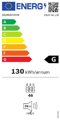 Energielabel DUNAVOX wijnkoelkast onderbouw DAUF 46.138C