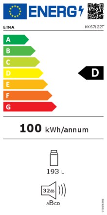 Energielabel ETNA koelkast inbouw KKS7122T