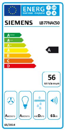 Energielabel SIEMENS afzuigkap inbouw LB77NAC50