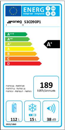 Energielabel SMEG koelkast inbouw S3C090P1