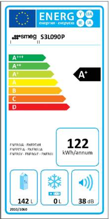 Energielabel SMEG koelkast inbouw S3L090P