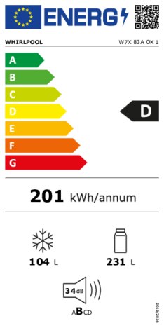 Energielabel WHIRLPOOL koelkast W7X 83A OX 1