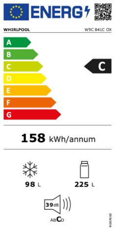 Energielabel WHIRLPOOL koelkast W9C 841C OX