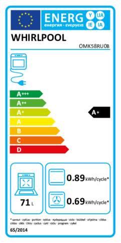 Energielabel WHIRLPOOL oven inbouw OMK58HU1B