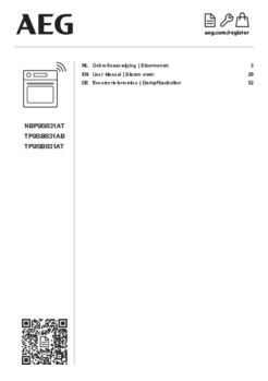 Gebruiksaanwijzing AEG combi stoomoven inbouw mat zwart TP9SB831AT