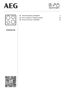 Gebruiksaanwijzing AEG kookplaat inbouw inductie IKR64301XB