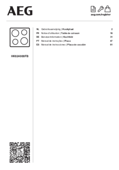 Gebruiksaanwijzing AEG kookplaat inbouw keramisch HK624000FB