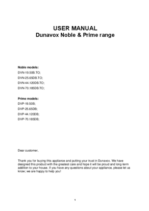 Gebruiksaanwijzing DUNAVOX wijnkoelkast inbouw DVP 19.50B