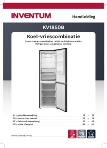 Gebruiksaanwijzing INVENTUM koelkast KV1850B