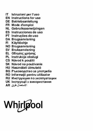 Gebruiksaanwijzing WHIRLPOOL afzuigkap wand AKR 648 3 IX