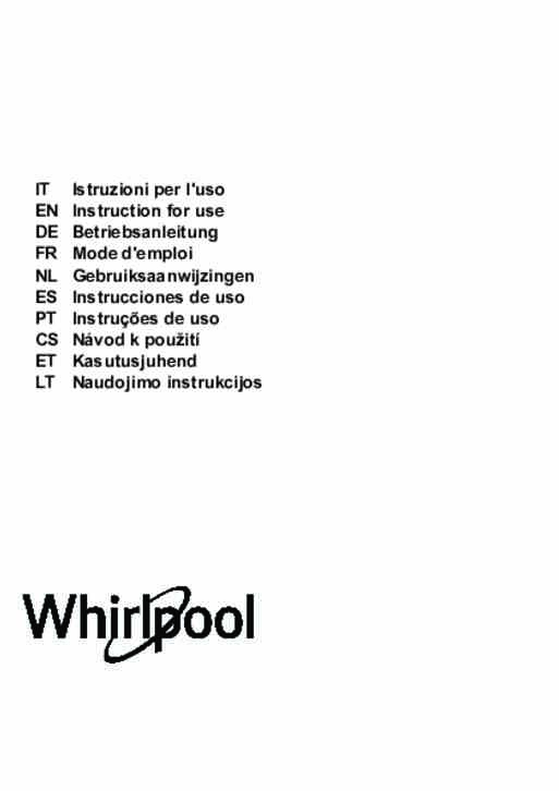 Gebruiksaanwijzing WHIRLPOOL inductie kookplaat met afzuiging WVH 1065B F KIT