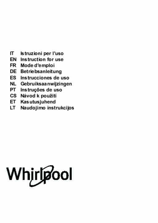 Gebruiksaanwijzing WHIRLPOOL inductie kookplaat met afzuiging WVH 92 K 1