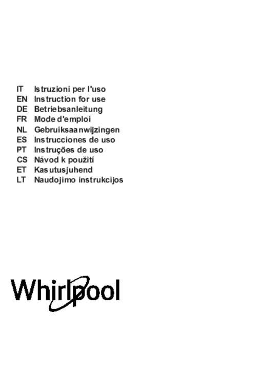 Gebruiksaanwijzing WHIRLPOOL kookplaat inductie WVHF83BB FKIT