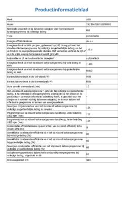 Instructie AEG droger warmtepomp TR738AT2B