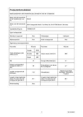 Instructie BOSCH koelkast antraciet KGN39OCAF