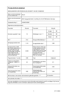 Instructie BOSCH vaatwasser SMS4ECW28E