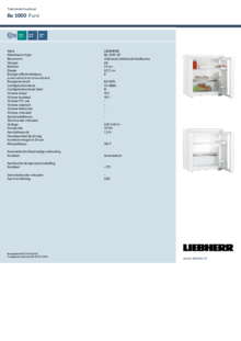 Instructie LIEBHERR koelkast Re 1000 20