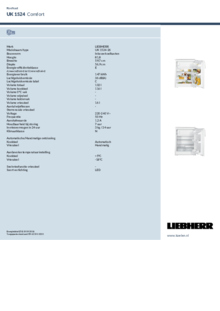 Instructie LIEBHERR koelkast inbouw UK 1524 26