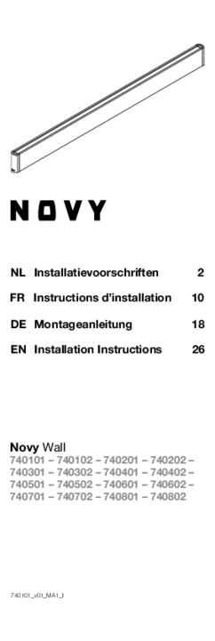 Instructie NOVY keuken verlichting WALL MINERAL WHITE 215CM