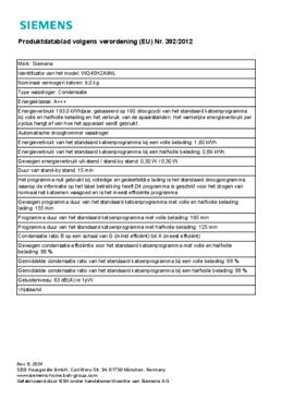 Instructie SIEMENS droger warmtepomp WQ45H2A9NL