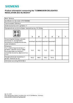 Instructie SIEMENS kookplaat inbouw keramisch ET61RBEB8E