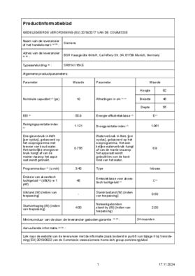 Instructie SIEMENS vaatwasser smal inbouw SR61HX16KE